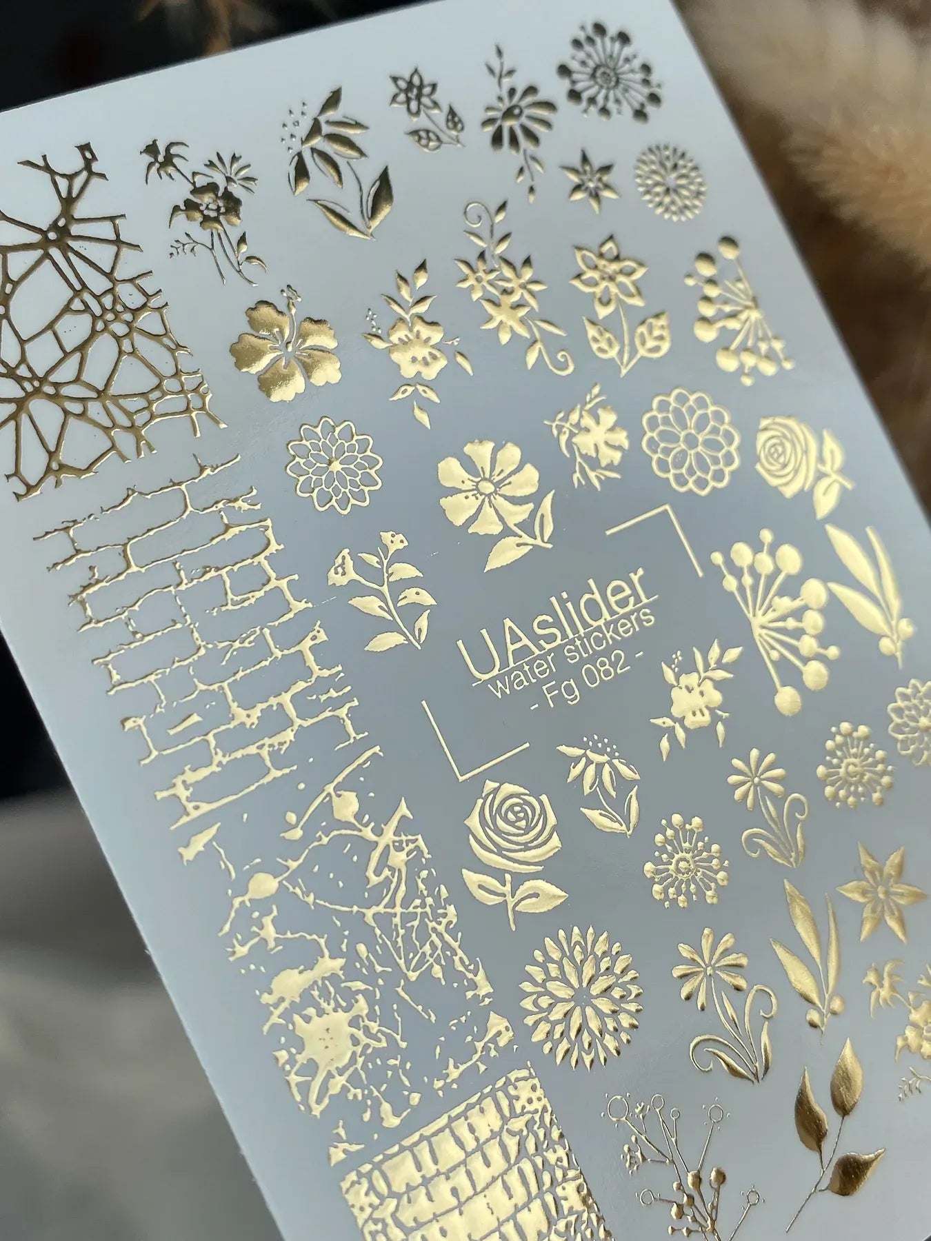 Slider-Design FG 082 | Wasser-Sticker mit Goldfolie | Floral Mix & Texturen